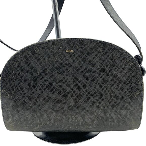 APC Demi-lune Shoulder Bag Mini Half Moon Leather Black Purse Crossbody Pochette - Picture 1 of 12